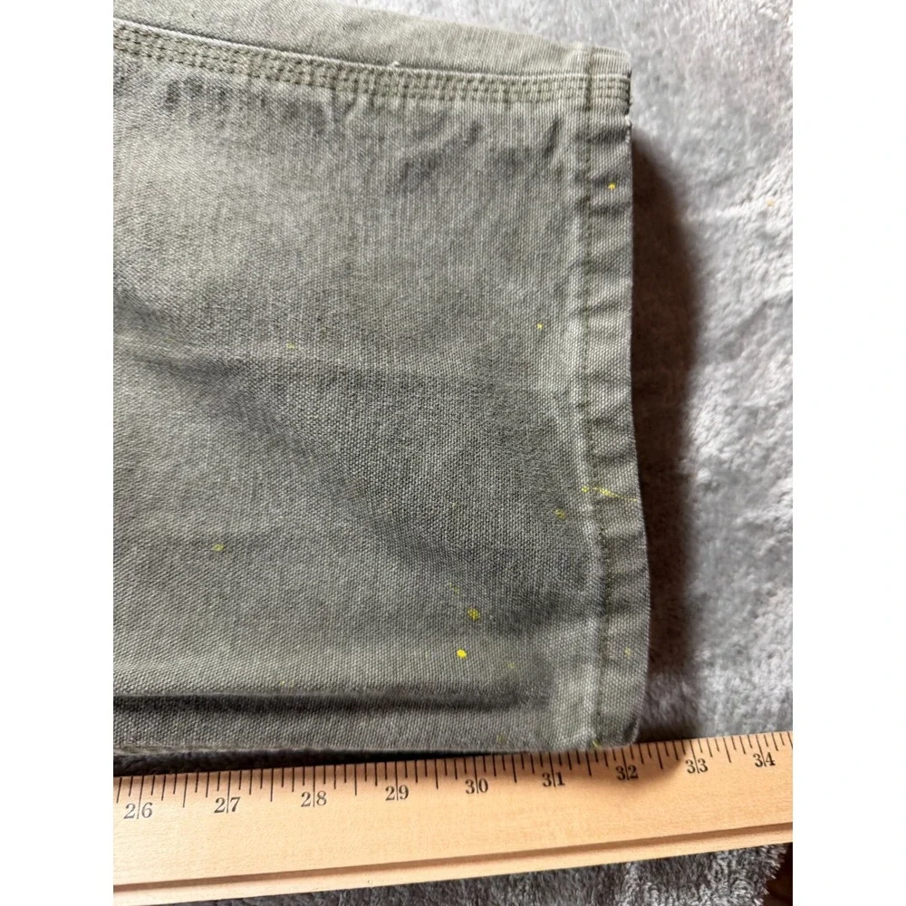 Carhartt Mens 38x34 Distressed Work Pants Gray Canvas Paint Utility (37x32)
